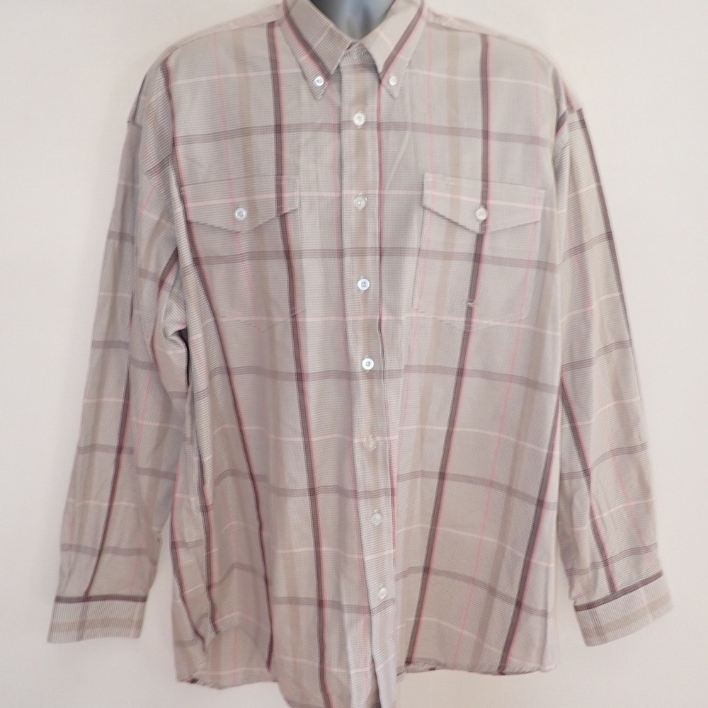 Roper Button Down Long sleeve Western Shirt Men XL Brown Pink Plaid Cowboy Rodeo